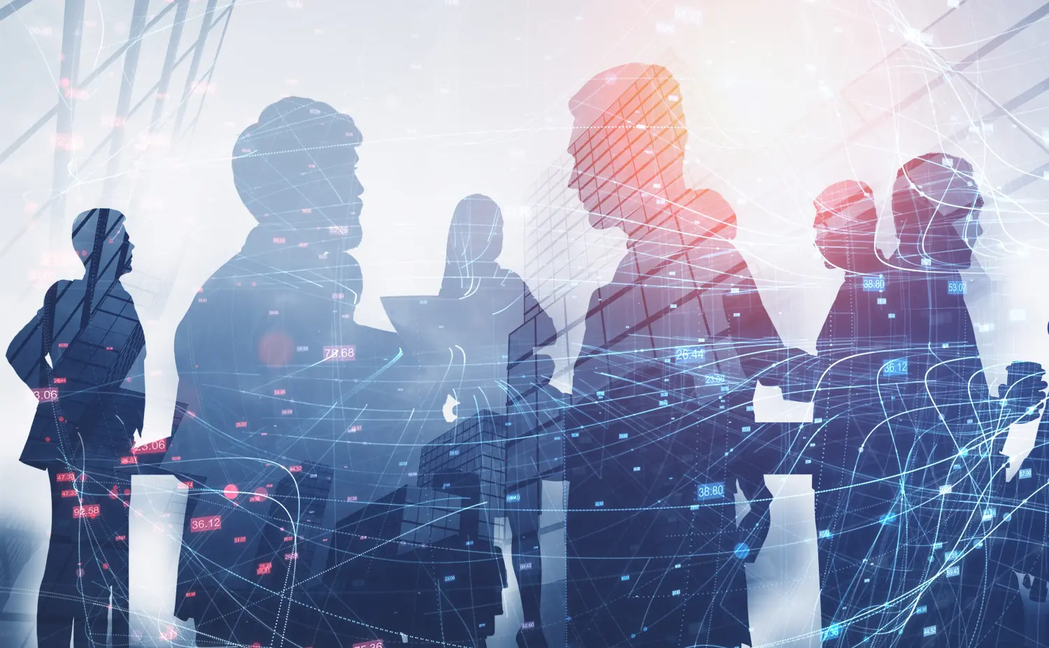 Silhouetten von Geschäftsleuten, Netzwerk